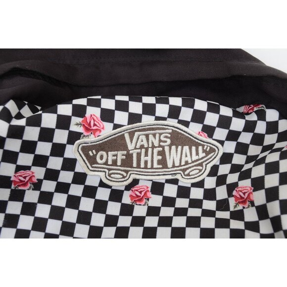 Vans Realm Checkerboard Roses Backpack School Bag Skater Surfer Black White - Picture 5 of 8